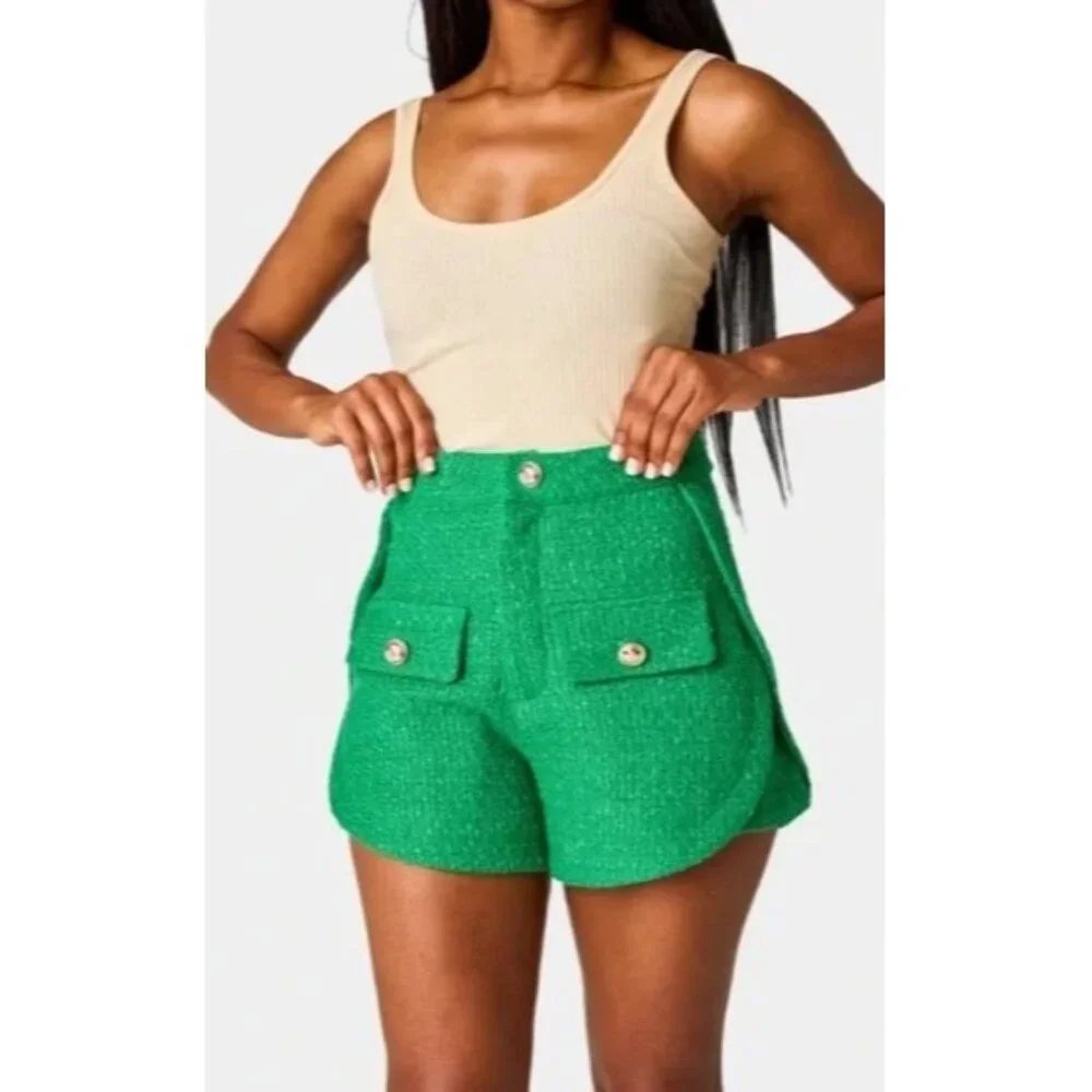 Buddy Love Green High Waist Shorts - Picture 1 of 6